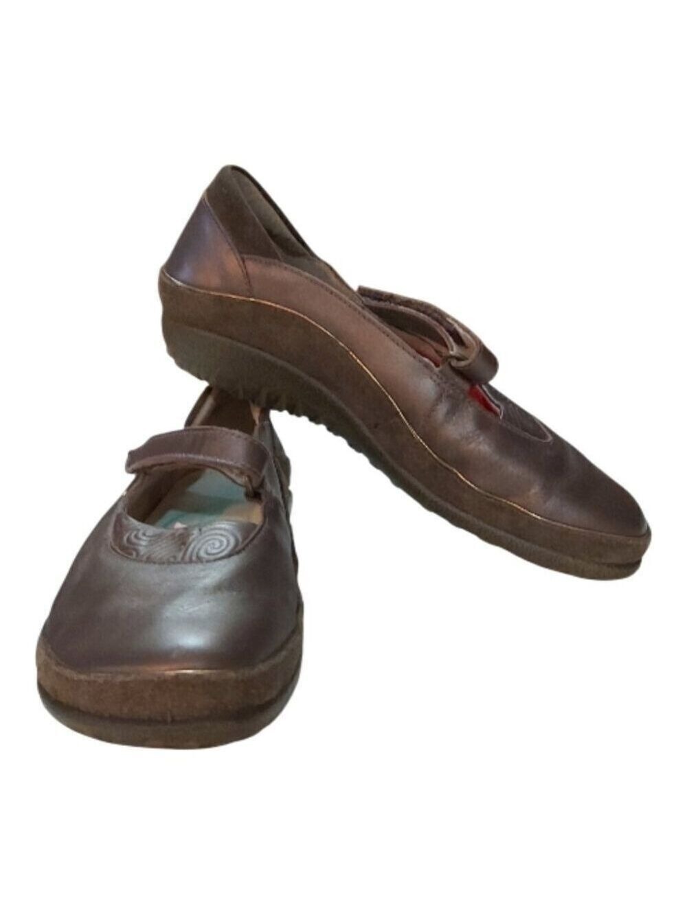 Naot Matai Brown Bronze Leather Mary Jane Wedge Shoes Size 36 EU / US 5 Women